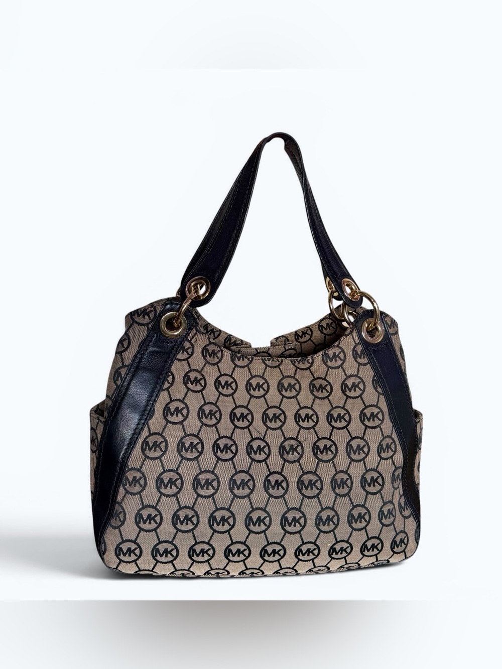Michael Kors Signature MK Logo Drawstring Shoulder Bag + Matching Wristlet - Picture 6 of 9